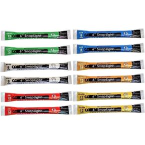 Cyalume 9-00741 عصا ضوئية سناب، 6 بوصة، أحمر/أبيض/أزرق/أخضر/أصفر/برتقالي (عبوة من 12 قطعة) in Kuwait