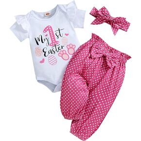 Newborn Infant Baby Girl Summer Clothes Cute Short Sleeve Romper Flower Pant Outfit Set