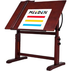 MEEDEN Wood Drafting Table,Artist Drawing Table with Height Adjustable & Tilting Large Surface Tabletop,Studio Painting Table,Art Craft Desk for Writing,Reading,Working Desk,Walnut Color