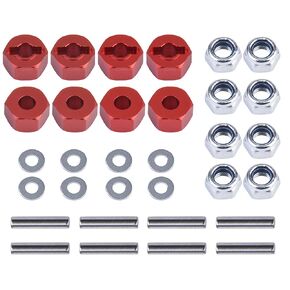 OGRC Anodized Aluminum Hex Wheel Hubs 12mm Upgrade and M4 Flanged Lock Nuts Washers Set for Traxxas Slash 4X4 Stampede Rustler Rally VXL and Nitro 4-Tec 4WD 1/10 RC Car (Replacement of 1654 3647)