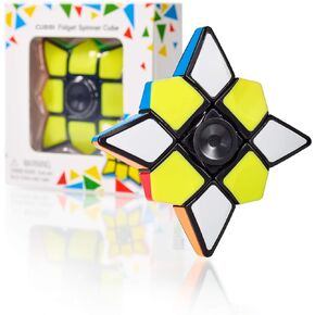 CUBIDI® Star Fidget Cube Spinner 2 in 1 Toy, 1x3x3 Magic Speed Cube for Adults, Teens and Kids, Handheld, Lightweight, Durable for Anti-Stress Sensory, Desk Toy, Ideal as Travel Fidgeting, Spinner Toy