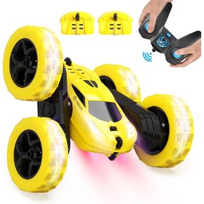 Remote Control Car, RC Cars Toys for Kids Ages 6-12, 4WD Stunt Car with LED Lights & 360° Flips, 2.4GHz, Upgraded USB-C Modular Batteries, 8-10 Year Old Boys 1-Blue