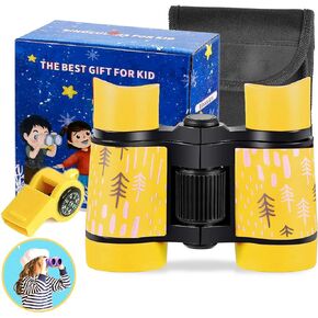 Kid Binoculars High Resolution Best Gifts for 3-12 Years Boys Girls Optics Shockproof Mini Compact Binocuolar Toys Folding Small Telescope for Bird Watching Camping Outdoor Play
