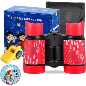 Kid Binoculars High Resolution Best Gifts for 3-12 Years Boys Girls Optics Shockproof Mini Compact Binocuolar Toys Folding Small Telescope for Bird Watching Camping Outdoor Play