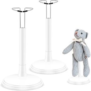 Gadpiparty 2Pcs Doll Support Stand Holder Portable Figures Doll Bear Toy Adjustable Organizer Display Rack Bracket Doll Holder Frame Rack Dolls Accessories (14-20cm, White)