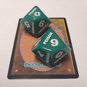 Oversized Large Poison Spindown d10 Compatible with Magic: The Gathering (2 Pack)