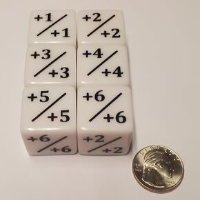 6 Piece Oversized 25mm Positive Counter Set Compatible with Magic: The Gathering