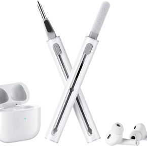 Cleaner Kit for AirPods Pro 1 2 3 Earbuds, Cleaning Kit with Soft Brush Flocking Sponge Tool for Bluetooth Earphones Headphones Charging Case, Phone,Camera and Laptop White