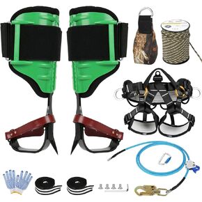 WMLBK Tree Climbing Gear Set, Tree Climbing Spikes Kit Adjustable Climbing Spurs Tool Leather arborist tree climbing Set With Protection Belt & Flipline for Climbing Hunting Rescue Logging Observation in Kuwait