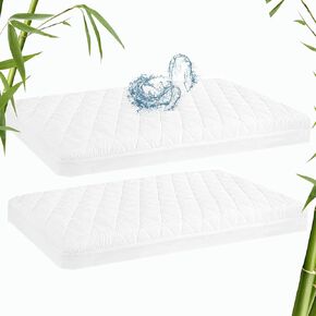 Waterproof Bassinet Mattress Protector Compatible with Newton, Pamo babe, Cuddor Bassinet, 2 Pack, Ultra Soft Viscose Made from Bamboo Surface, 19" x 33"