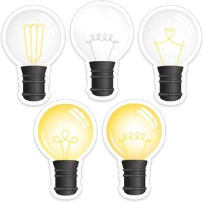 Outus 45 Pieces Light Bulb Cutouts Bulletin Board Decorations Schoolgirl Style Bright Light Bulb Cutouts with Glue Point for Classroom Party Kids Bedroom Festive Event Holiday Party Decor