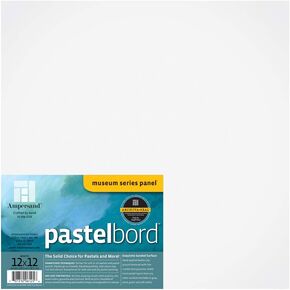 Ampersand Art Supply Pastel Painting Panel: Museum Series Pastelbord, 12" x 12", White, 1/8 Inch Flat Profile