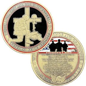 DFFDFF Thank You for Your Service Veterans are My Brothers Coins Military Veterans Creed Antique Bronze Plated Challenge Coin Token Gift