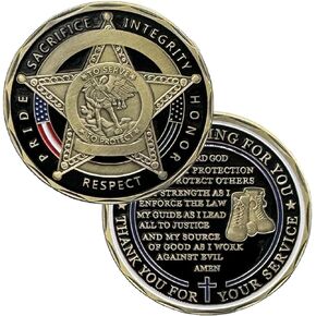 DFFDFF Thank You Police Officer Challenge Coin Saint Michael Prayer Coin Token Thank You for Your Service Gift