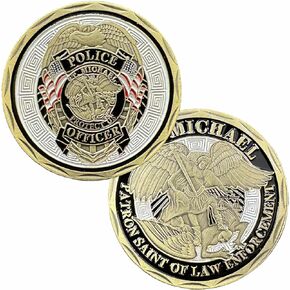 DFFDFF St. Michael Police Officers Challenge Coin Token Patron Saint of Law Enforcement Prayer Coin Gift
