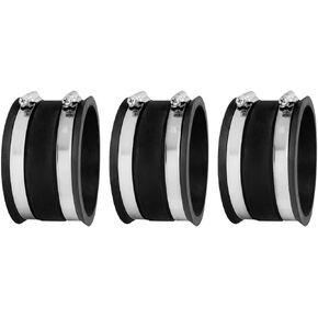 POWERTEC 70149-P3 4 Inch Dust Control Flex Cuff with Steel Hose Clamps, Hose Connector Rubber Cuff Coupler for Woodworking Dust Collection Fittings, Dust Collector Accessories & Machinery, 3 pack