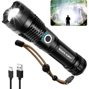 Grace Marci Rechargeable Flashlights, High Lumen Super Bright 150000 Lumens, LED Flashlight with 5 Modes, IP55 Waterproof, Powerful Handheld Flashlight for Camping, Hiking, Emergency