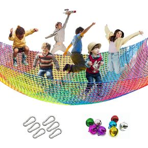 Climbing Cargo Net, 6.5' X 9.8' Double Layers Playground Safety Net, Kids Backyard Climbing Net, Used for Treehouse Accessories...with Storage Bag and Carabiners