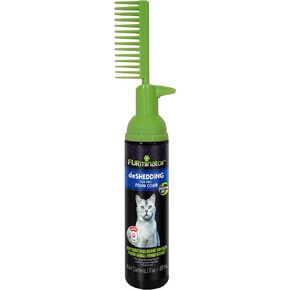 FURminator Rinse Free deShedding Foam Comb for Cats, Waterless Foaming Shampoo, Reduces Shedding, Deodorizes, Tub-Free Experience