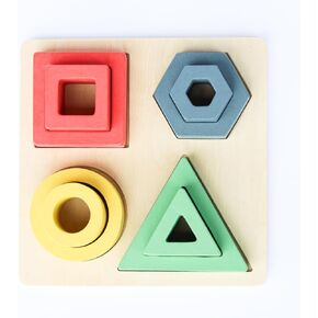 Sorting Shapes Stacking Wood Toy - Montessori fine Motor Skills for 9 Months and up Toddlers 1,2 and 3 Years Old