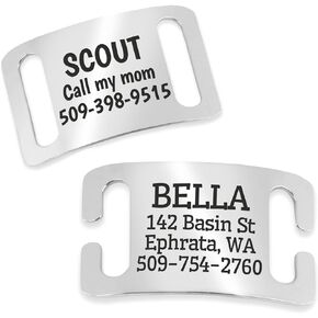 GoTags Slide-On Pet ID Tags, Personalized Dog and Cat Collar Tags, Silent, No Noise Tags Made of Stainless Steel, Custom Engraved