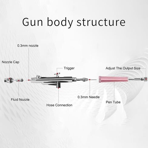 مجموعة البخاخة المحمولة ملحقات البخاخة مجموعة فرش الهواء مع ضاغط هواء 0.3 مم إبر فرشاة الهواء مجموعة مسدس للرسم والنموذج وتزيين الكعك والمكياج وفن الأظافر (أسود) in Kuwait