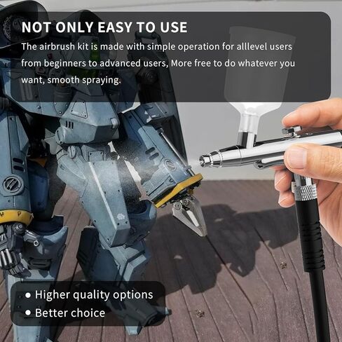 مجموعة البخاخة المحمولة ملحقات البخاخة مجموعة فرش الهواء مع ضاغط هواء 0.3 مم إبر فرشاة الهواء مجموعة مسدس للرسم والنموذج وتزيين الكعك والمكياج وفن الأظافر (أسود) in Kuwait