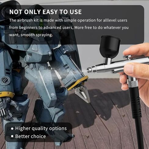 مجموعة البخاخة المحمولة ملحقات البخاخة مجموعة فرش الهواء مع ضاغط هواء 0.3 مم إبر فرشاة الهواء مجموعة مسدس للرسم والنموذج وتزيين الكعك والمكياج وفن الأظافر (أسود) in Kuwait