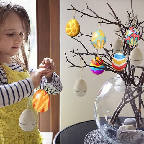 20 Pcs Paper Mache Easter Eggs DIY Easter Craft Eggs Empty Fillable Paintable Unfinished Paper Mache Eggs DIY Eggs Ornament for Easter Egg Hunt Surprise Eggs Easter DIY Craft Decorations Ornaments in Kuwait
