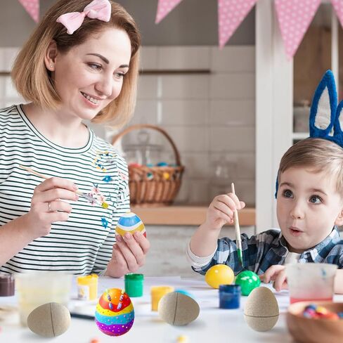 20 Pcs Paper Mache Easter Eggs DIY Easter Craft Eggs Empty Fillable Paintable Unfinished Paper Mache Eggs DIY Eggs Ornament for Easter Egg Hunt Surprise Eggs Easter DIY Craft Decorations Ornaments in Kuwait