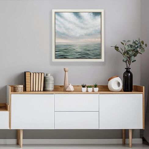 Ampersand Floaterframe Readymade Frame for Flat and 1 1/2" Deep Wood Panel and Canvas Artwork, Paintings, Prints, and More, 16"x20", White Thin in Saudi Arabia