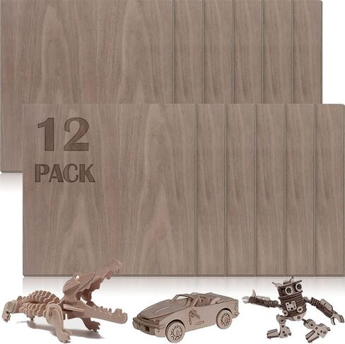12 Pcs Sapele Wood Veneer MDF Board, 12 x 12 x 1/8 Inch - 3mm Thick Sapele Rosewood Unfinished Wood Sheet for Laser Cutting & Engraving, School DIY Projects, Painting, Fretwork, CNC Cutting in Saudi Arabia