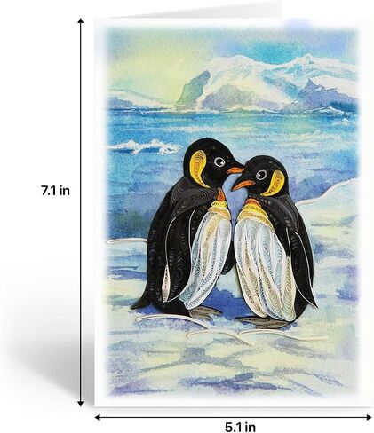 Penguin Couple Quilling Card, Anniversary Card for Wife, Husband, Parents, Handcrafted Greeting Card for Wedding, Birthday, Thinking of You, Mothers Day, Valentines Day Card in Saudi Arabia