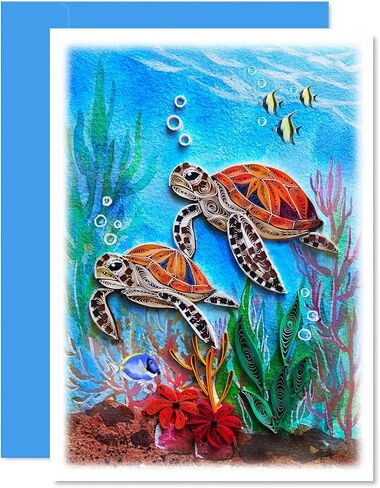 Penguin Couple Quilling Card, Anniversary Card for Wife, Husband, Parents, Handcrafted Greeting Card for Wedding, Birthday, Thinking of You, Mothers Day, Valentines Day Card in Kuwait
