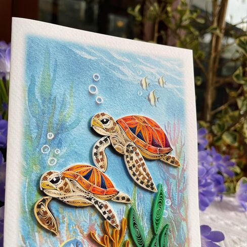 Penguin Couple Quilling Card, Anniversary Card for Wife, Husband, Parents, Handcrafted Greeting Card for Wedding, Birthday, Thinking of You, Mothers Day, Valentines Day Card in Kuwait