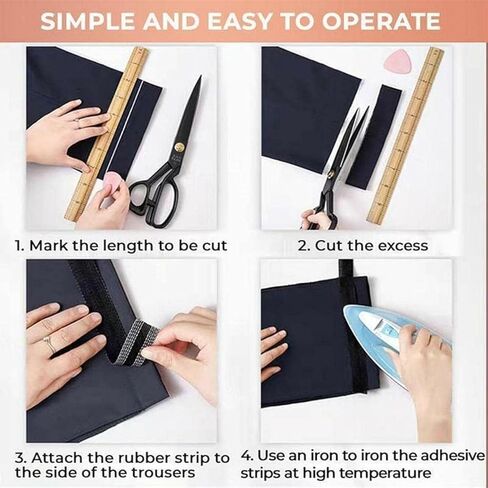 شرائط معدلة لحافة البنطلون، شريط حاشية فوري يمكن كيه، 5 متر/5.47 بوصة حافة البنطلون قصيرة ذاتية اللصق، شريط قماشي لحافة البنطلون 25 مم لبدلة البنطلون الجينز، ملحقات الخياطة DIY in Kuwait