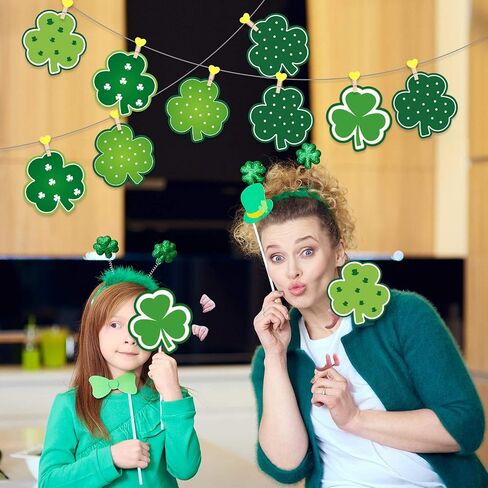 St. Patrick's Day Decoration Shamrocks Clover Cut-Outs Shamrocks Irish Paper Cut-Outs with Adhesive Dots for Bulletin Board Classroom School Ireland Saint Patrick's Day Party, 5.9 x 5.9 Inch (40 Pcs) in Saudi Arabia
