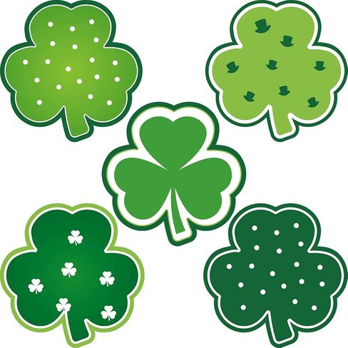 St. Patrick's Day Decoration Shamrocks Clover Cut-Outs Shamrocks Irish Paper Cut-Outs with Adhesive Dots for Bulletin Board Classroom School Ireland Saint Patrick's Day Party, 5.9 x 5.9 Inch (40 Pcs) in Saudi Arabia