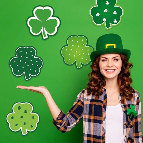 St. Patrick's Day Decoration Shamrocks Clover Cut-Outs Shamrocks Irish Paper Cut-Outs with Adhesive Dots for Bulletin Board Classroom School Ireland Saint Patrick's Day Party, 5.9 x 5.9 Inch (40 Pcs) in Saudi Arabia