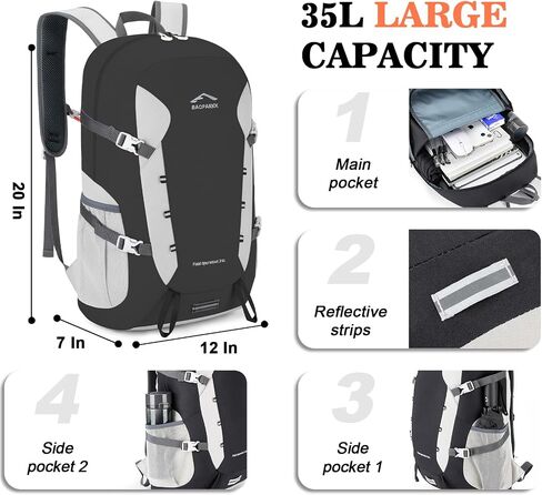BAGPARKK 35L Ultra Lightweight Foldable Packable Hiking Backpack | Travel Backpack, Survival Whistle, Water-Resistant, Camping Daypack, Outdoor Sports, 0.88 pounds, Men & Women in Saudi Arabia