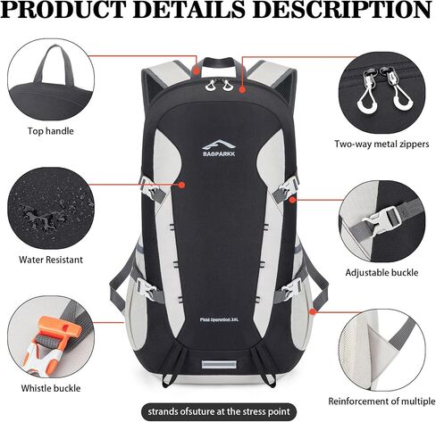 BAGPARKK 35L Ultra Lightweight Foldable Packable Hiking Backpack | Travel Backpack, Survival Whistle, Water-Resistant, Camping Daypack, Outdoor Sports, 0.88 pounds, Men & Women in Saudi Arabia