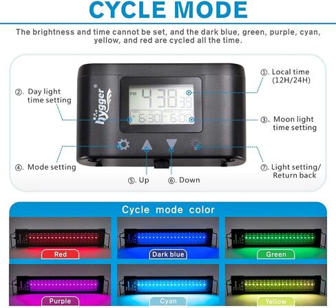 hygger Aquarium Programmable LED Light, for 48~55in Long Full Spectrum Plant Fish Tank Light with LCD Setting Display, 7 Colors, Sunrise Sunset Moon and DIY Mode, for Novices Advanced Players in Kuwait
