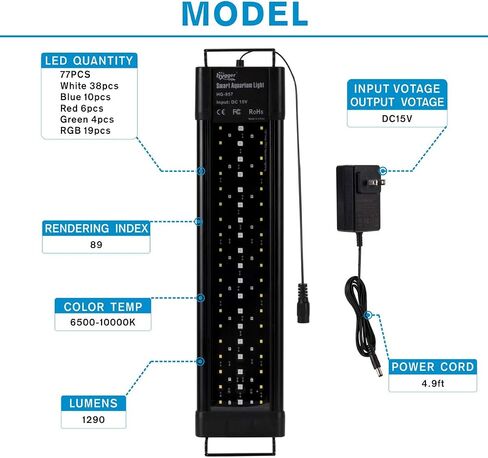 hygger Aquarium Programmable LED Light, for 48~55in Long Full Spectrum Plant Fish Tank Light with LCD Setting Display, 7 Colors, Sunrise Sunset Moon and DIY Mode, for Novices Advanced Players in Kuwait