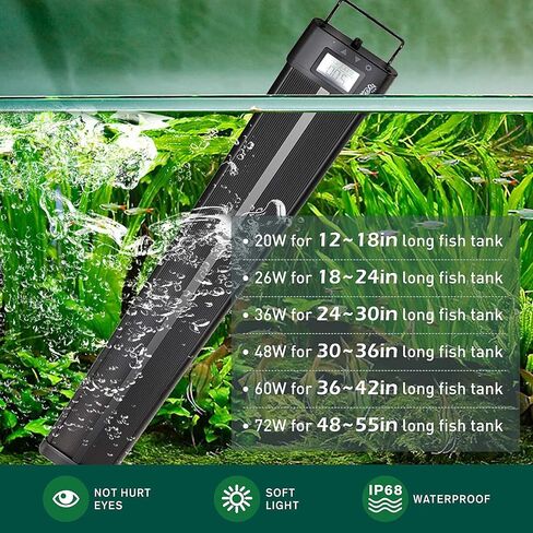 hygger Aquarium Programmable LED Light, for 48~55in Long Full Spectrum Plant Fish Tank Light with LCD Setting Display, 7 Colors, Sunrise Sunset Moon and DIY Mode, for Novices Advanced Players in Kuwait
