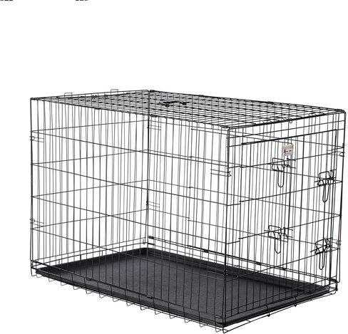 Dog Kennel - 42-Inch Dog Crate with Doors for Front and Side Access - Collapsible Dog Crate with Divider Wall Panel for Large Dogs by PETMAKER (Black) in Saudi Arabia
