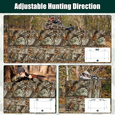 ستائر أرضية محمولة لصيد الغزلان التركية، ستارة صيد مموهة ثلاثية الألواح لسهولة الإعداد وخفيفة الوزن مع حقيبة حمل، 88 بوصة طول × 29.5 بوصة ارتفاع in Kuwait