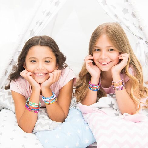 Jadive 48 Pcs Colorful Kids Friendship Bracelet Set Adjustable Stretch Beaded Bracelets Swift Bracelet Preppy Heishi Surfer Bracelets Set Friendship Bracelets for Girls Women Christmas Gift in Saudi Arabia