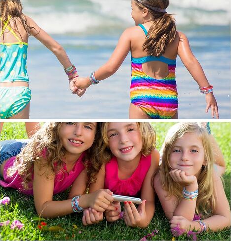 Jadive 48 Pcs Colorful Kids Friendship Bracelet Set Adjustable Stretch Beaded Bracelets Swift Bracelet Preppy Heishi Surfer Bracelets Set Friendship Bracelets for Girls Women Christmas Gift in Saudi Arabia