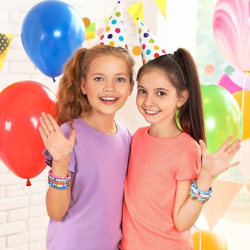 Jadive 48 Pcs Colorful Kids Friendship Bracelet Set Adjustable Stretch Beaded Bracelets Swift Bracelet Preppy Heishi Surfer Bracelets Set Friendship Bracelets for Girls Women Christmas Gift in Saudi Arabia