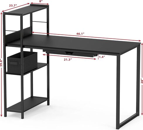 SHW 46-Inch Mission Desk with Side Shelf, 24" Deep, White in Kuwait